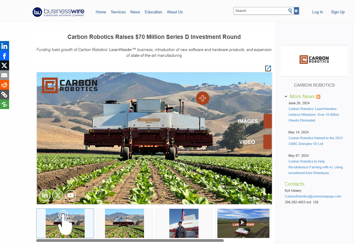 Carbon Robotics Raises $70 Million Series D Investment Round