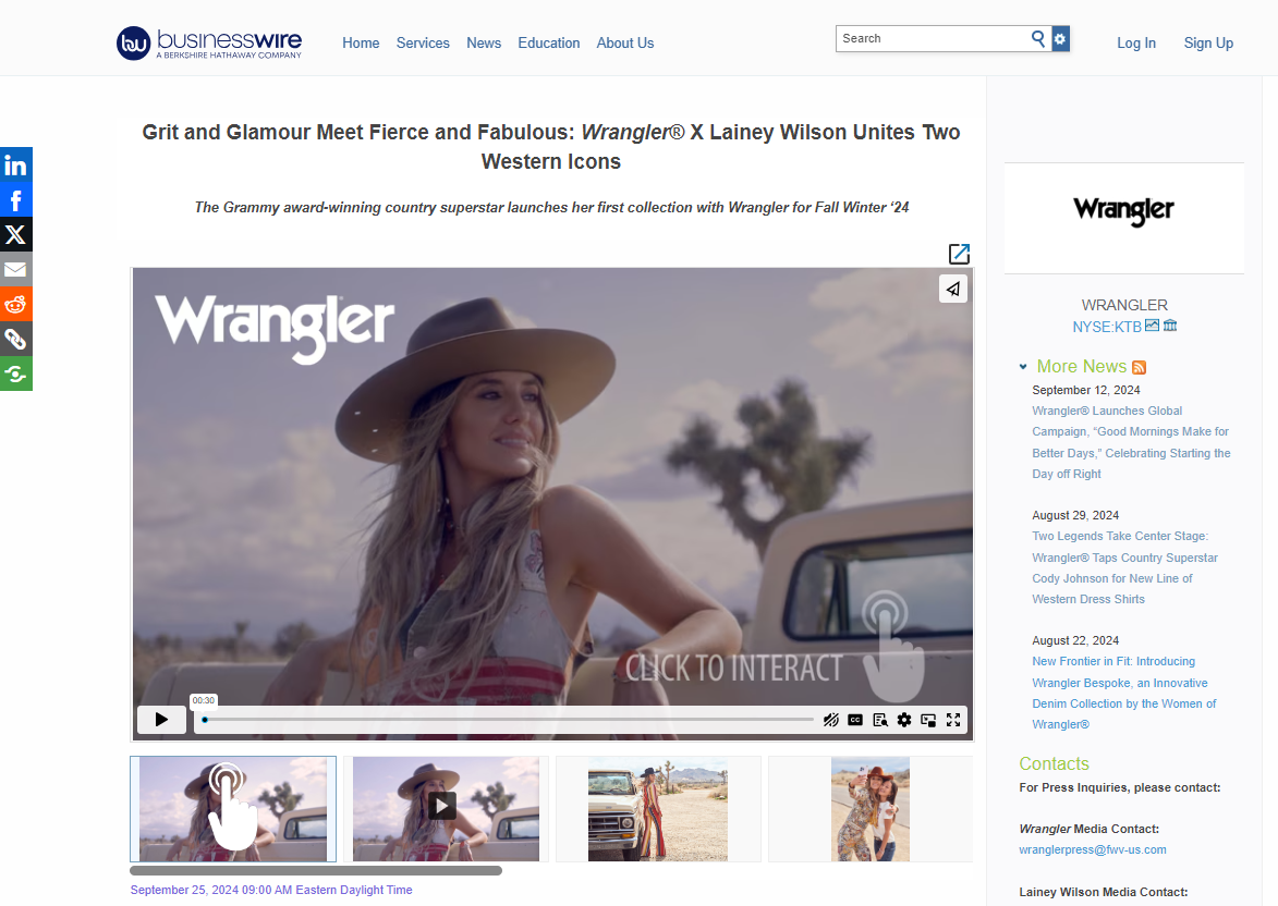 Wrangler® X Lainey Wilson Unites Two Western Icons